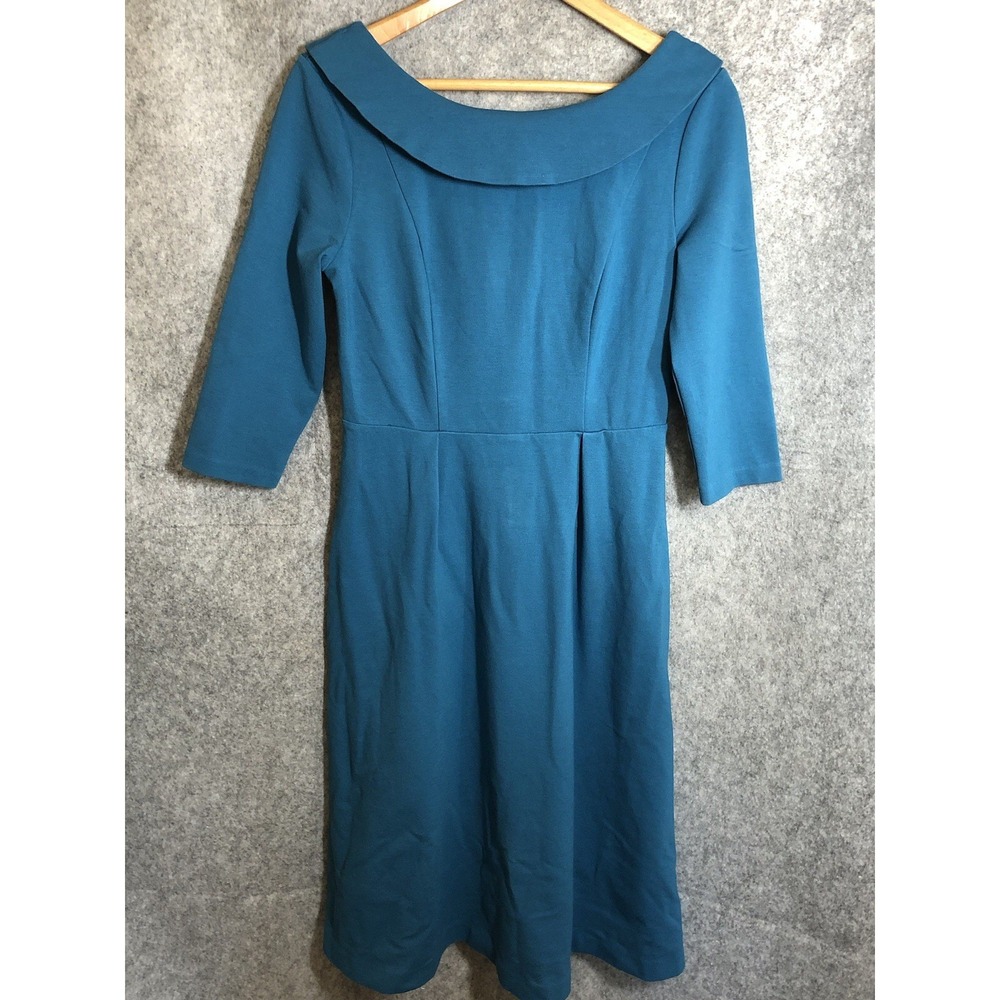 Boden Dress Womens 8 Blue‎ Maddie Ponte Peter Pan Collar Stretch Career Classic